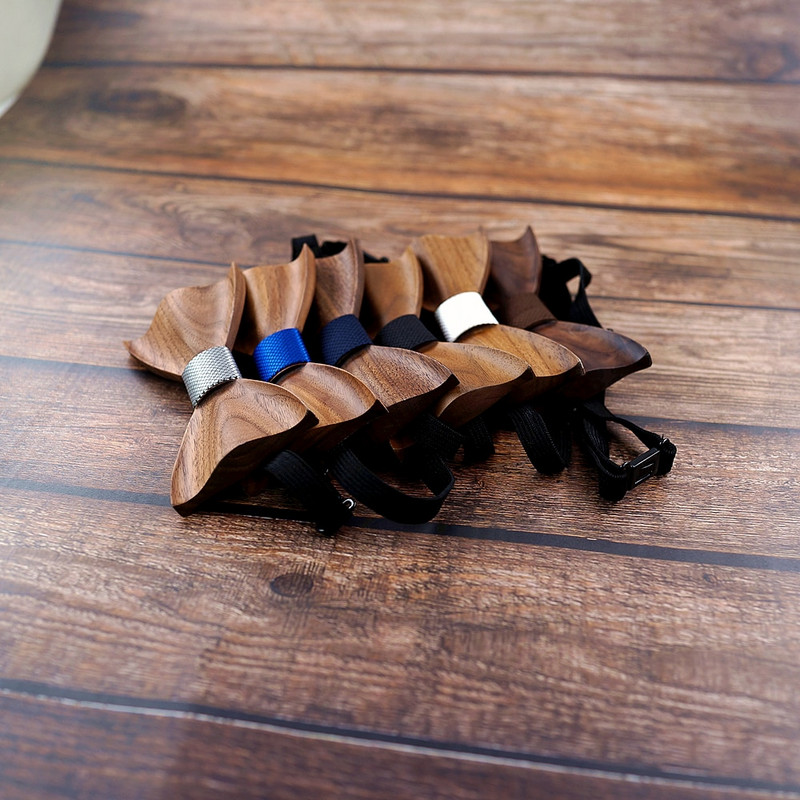 Jauns dizains 3D Koka kaklasaite Pocekt Square Aproču pogas Modes koka tauriņš kāzu vakariņas Roku darbs corbata Wooden Ties Gravata komplekts