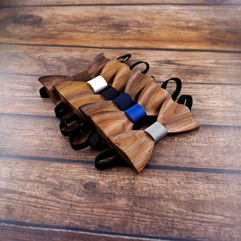 Jauns dizains 3D Koka kaklasaite Pocekt Square Aproču pogas Modes koka tauriņš kāzu vakariņas Roku darbs corbata Wooden Ties Gravata komplekts