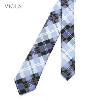 Κλασική ζακάρ καρό ριγέ γραβάτα 6 εκ. Πολυεστερικό μπλε ανδρική λεπτή γραβάτα Skinny σμόκιν πουκάμισο Cravat Δώρο για άνδρες Αξεσουάρ