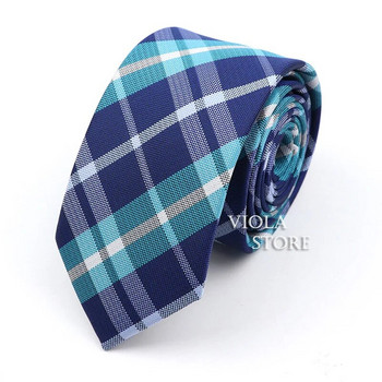 Κλασική ζακάρ καρό ριγέ γραβάτα 6 εκ. Πολυεστερικό μπλε ανδρική λεπτή γραβάτα Skinny σμόκιν πουκάμισο Cravat Δώρο για άνδρες Αξεσουάρ