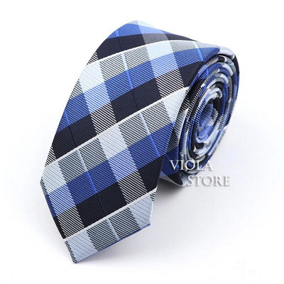 Κλασική ζακάρ καρό ριγέ γραβάτα 6 εκ. Πολυεστερικό μπλε ανδρική λεπτή γραβάτα Skinny σμόκιν πουκάμισο Cravat Δώρο για άνδρες Αξεσουάρ
