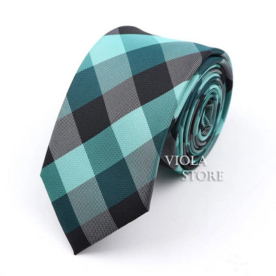Κλασική ζακάρ καρό ριγέ γραβάτα 6 εκ. Πολυεστερικό μπλε ανδρική λεπτή γραβάτα Skinny σμόκιν πουκάμισο Cravat Δώρο για άνδρες Αξεσουάρ