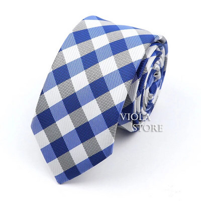Κλασική ζακάρ καρό ριγέ γραβάτα 6 εκ. Πολυεστερικό μπλε ανδρική λεπτή γραβάτα Skinny σμόκιν πουκάμισο Cravat Δώρο για άνδρες Αξεσουάρ