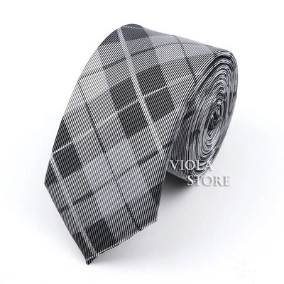 Κλασική ζακάρ καρό ριγέ γραβάτα 6 εκ. Πολυεστερικό μπλε ανδρική λεπτή γραβάτα Skinny σμόκιν πουκάμισο Cravat Δώρο για άνδρες Αξεσουάρ