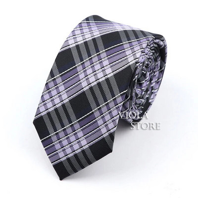 Κλασική ζακάρ καρό ριγέ γραβάτα 6 εκ. Πολυεστερικό μπλε ανδρική λεπτή γραβάτα Skinny σμόκιν πουκάμισο Cravat Δώρο για άνδρες Αξεσουάρ