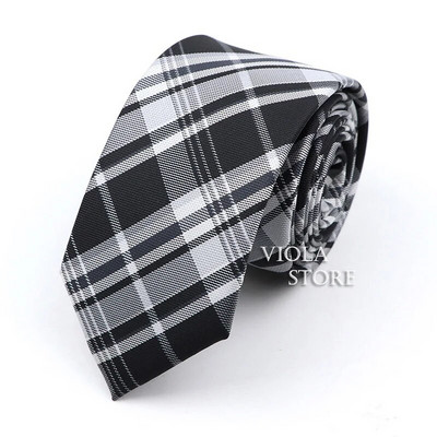 Κλασική ζακάρ καρό ριγέ γραβάτα 6 εκ. Πολυεστερικό μπλε ανδρική λεπτή γραβάτα Skinny σμόκιν πουκάμισο Cravat Δώρο για άνδρες Αξεσουάρ