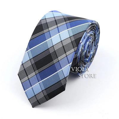 Κλασική ζακάρ καρό ριγέ γραβάτα 6 εκ. Πολυεστερικό μπλε ανδρική λεπτή γραβάτα Skinny σμόκιν πουκάμισο Cravat Δώρο για άνδρες Αξεσουάρ