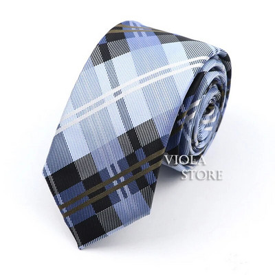 Κλασική ζακάρ καρό ριγέ γραβάτα 6 εκ. Πολυεστερικό μπλε ανδρική λεπτή γραβάτα Skinny σμόκιν πουκάμισο Cravat Δώρο για άνδρες Αξεσουάρ