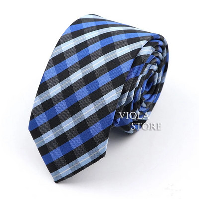 Κλασική ζακάρ καρό ριγέ γραβάτα 6 εκ. Πολυεστερικό μπλε ανδρική λεπτή γραβάτα Skinny σμόκιν πουκάμισο Cravat Δώρο για άνδρες Αξεσουάρ