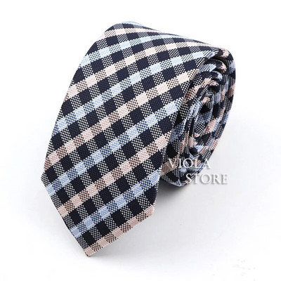 Κλασική ζακάρ καρό ριγέ γραβάτα 6 εκ. Πολυεστερικό μπλε ανδρική λεπτή γραβάτα Skinny σμόκιν πουκάμισο Cravat Δώρο για άνδρες Αξεσουάρ