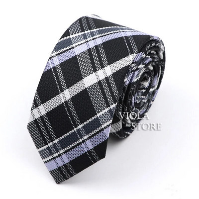 Κλασική ζακάρ καρό ριγέ γραβάτα 6 εκ. Πολυεστερικό μπλε ανδρική λεπτή γραβάτα Skinny σμόκιν πουκάμισο Cravat Δώρο για άνδρες Αξεσουάρ