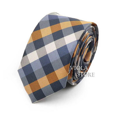 Κλασική ζακάρ καρό ριγέ γραβάτα 6 εκ. Πολυεστερικό μπλε ανδρική λεπτή γραβάτα Skinny σμόκιν πουκάμισο Cravat Δώρο για άνδρες Αξεσουάρ