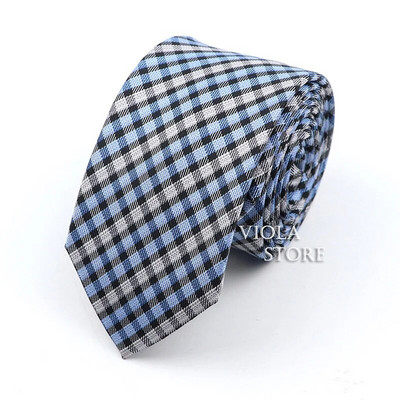 Κλασική ζακάρ καρό ριγέ γραβάτα 6 εκ. Πολυεστερικό μπλε ανδρική λεπτή γραβάτα Skinny σμόκιν πουκάμισο Cravat Δώρο για άνδρες Αξεσουάρ