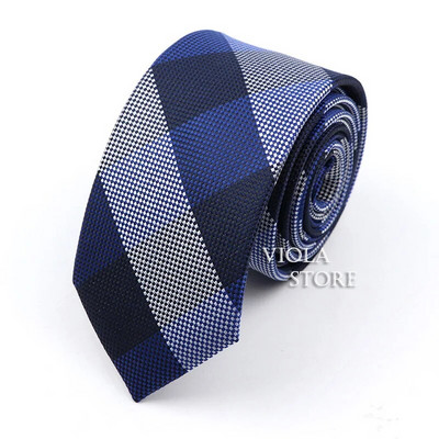 Κλασική ζακάρ καρό ριγέ γραβάτα 6 εκ. Πολυεστερικό μπλε ανδρική λεπτή γραβάτα Skinny σμόκιν πουκάμισο Cravat Δώρο για άνδρες Αξεσουάρ