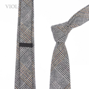 Класически топ 50% вълна Мека вратовръзка 7 см Кафяво сива мъжка карирана кашмирена вратовръзка Сватбен смокинг Костюм Парти вратовръзка Аксесоар за подарък