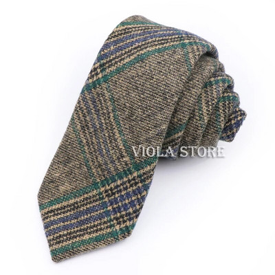 Klasisks tops 50% vilnas mīksta kaklasaite 7 cm brūna pelēka vīriešu svītraina rūtaina kašmira kaklasaite kāzu smokings uzvalks ballītei Cravat dāvanu aksesuārs