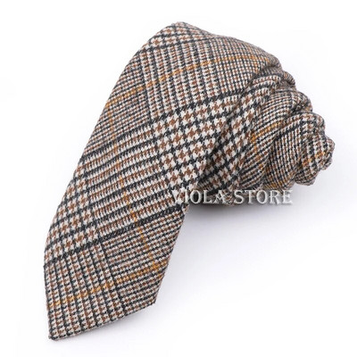 Klasisks tops 50% vilnas mīksta kaklasaite 7 cm brūna pelēka vīriešu svītraina rūtaina kašmira kaklasaite kāzu smokings uzvalks ballītei Cravat dāvanu aksesuārs