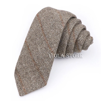 Klasisks tops 50% vilnas mīksta kaklasaite 7 cm brūna pelēka vīriešu svītraina rūtaina kašmira kaklasaite kāzu smokings uzvalks ballītei Cravat dāvanu aksesuārs