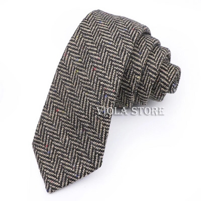 Klasisks tops 50% vilnas mīksta kaklasaite 7 cm brūna pelēka vīriešu svītraina rūtaina kašmira kaklasaite kāzu smokings uzvalks ballītei Cravat dāvanu aksesuārs