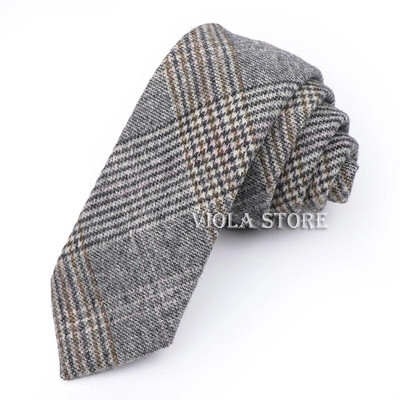 Klasisks tops 50% vilnas mīksta kaklasaite 7 cm brūna pelēka vīriešu svītraina rūtaina kašmira kaklasaite kāzu smokings uzvalks ballītei Cravat dāvanu aksesuārs