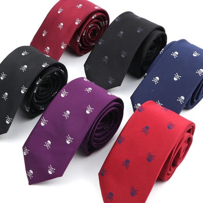 Kaukolės kaklaraiščiai vyrams Nauji laisvalaikio ploni klasikiniai poliesterio kaklaraiščiai Madingi vyriški kaklaraiščiai vestuvėms Helovino vakarėliui Vyriški kaklaraištis kaklo drabužiai