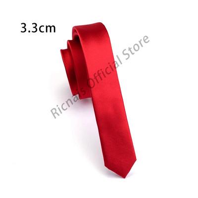 Ricnais Fashion 3,3 cm tieva zīda kaklasaite sarkana zaļa cieta šaura kaklasaite vīriešiem ballītei kāzu ikdienas kaklasaites aksesuāri dāvanas