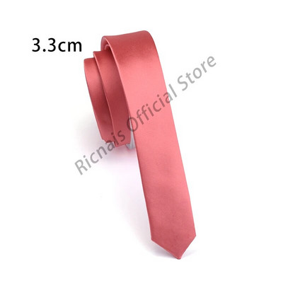Ricnais Fashion 3,3 cm tieva zīda kaklasaite sarkana zaļa cieta šaura kaklasaite vīriešiem ballītei kāzu ikdienas kaklasaites aksesuāri dāvanas