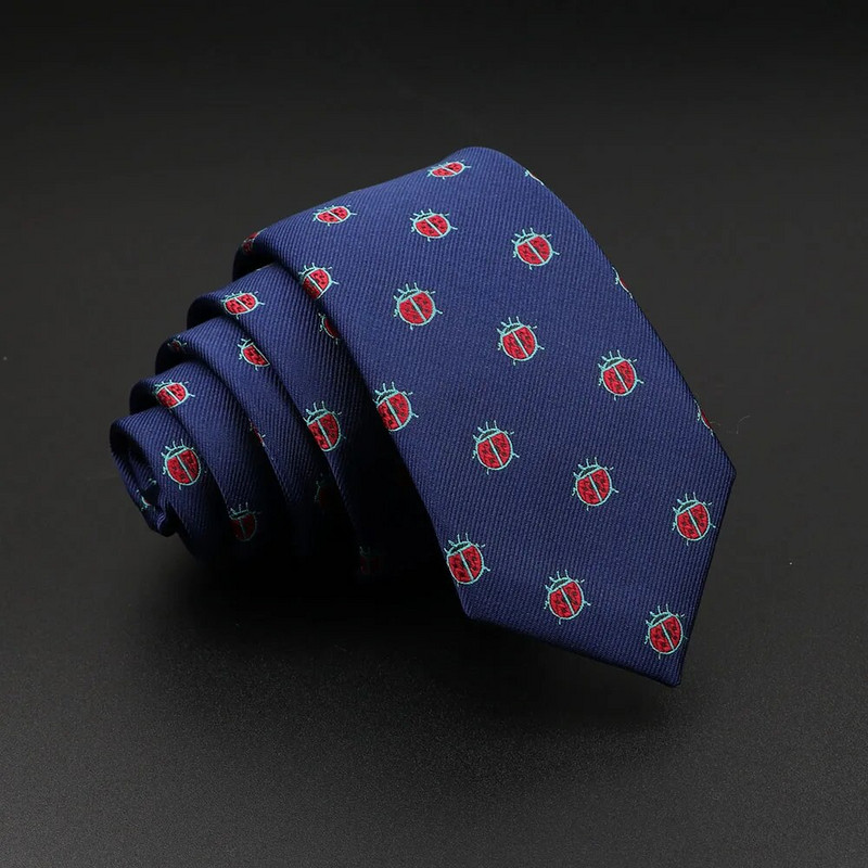 Jauna dizaina dzīvnieku kaklasaite vīriešiem Poliestera austa kaklasaite mārīte suns dinozaurs haizivs žakarda modes ballīte kāzu gravata kaklasaite