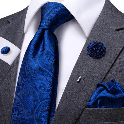 25 krāsu kaklasaites vīriešiem Luksusa 8,5 cm plata zīda kāzu kaklasaite kabatas kvadrātveida aproču pogas ar piespraudi Dāvana vīriešiem Hi-Tie dizainers