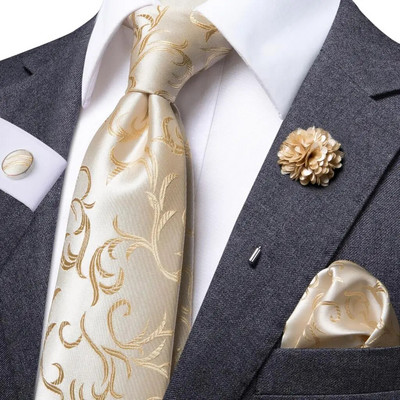 25 krāsu kaklasaites vīriešiem Luksusa 8,5 cm plata zīda kāzu kaklasaite kabatas kvadrātveida aproču pogas ar piespraudi Dāvana vīriešiem Hi-Tie dizainers