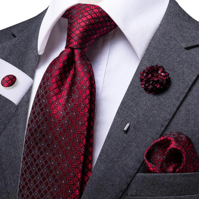 25 krāsu kaklasaites vīriešiem Luksusa 8,5 cm plata zīda kāzu kaklasaite kabatas kvadrātveida aproču pogas ar piespraudi Dāvana vīriešiem Hi-Tie dizainers