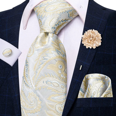 25 krāsu kaklasaites vīriešiem Luksusa 8,5 cm plata zīda kāzu kaklasaite kabatas kvadrātveida aproču pogas ar piespraudi Dāvana vīriešiem Hi-Tie dizainers