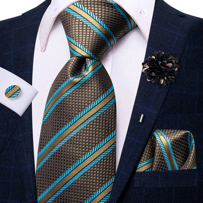 25 krāsu kaklasaites vīriešiem Luksusa 8,5 cm plata zīda kāzu kaklasaite kabatas kvadrātveida aproču pogas ar piespraudi Dāvana vīriešiem Hi-Tie dizainers