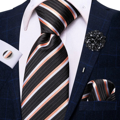 25 krāsu kaklasaites vīriešiem Luksusa 8,5 cm plata zīda kāzu kaklasaite kabatas kvadrātveida aproču pogas ar piespraudi Dāvana vīriešiem Hi-Tie dizainers