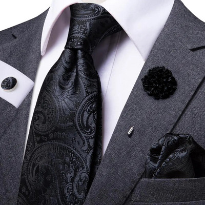 25 krāsu kaklasaites vīriešiem Luksusa 8,5 cm plata zīda kāzu kaklasaite kabatas kvadrātveida aproču pogas ar piespraudi Dāvana vīriešiem Hi-Tie dizainers