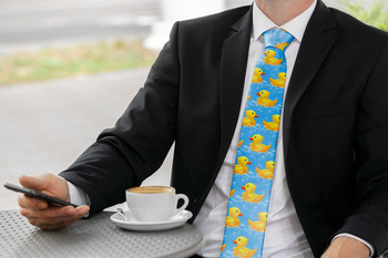 Нова анимационна вратовръзка с жълта патица 8 см широка полиестерна риза Аксесоари за костюм Мъже, Дами, вратовръзки, шоу, парти, сватба, забавни вратовръзки, косплей