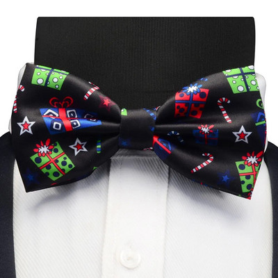 GUSLESON Коледни папийонки Silk Festival Theme Tie Snowflake Christmas Tree Pattern Мъжка папийонка Коледно парти Подарък за мъже