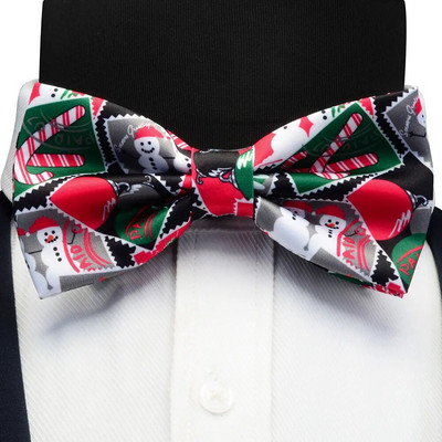 GUSLESON Коледни папийонки Silk Festival Theme Tie Snowflake Christmas Tree Pattern Мъжка папийонка Коледно парти Подарък за мъже