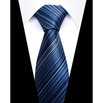 Вратовръзка за мъже Най-нов дизайн Луксозна 7,5 см вратовръзка Риза Аксесоари Раирана тъмночервена мъжка Нова година