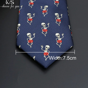 Нови ежедневни вратовръзки с череп за мъже Класически тънки 8 см полиестерни вратовръзки Модна мъжка вратовръзка Подарък за мъже Сватбена бизнес вратовръзка на младоженеца
