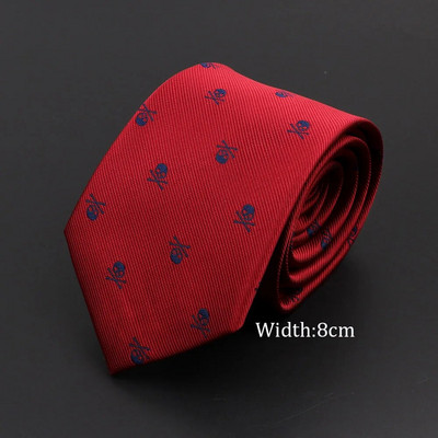 Jaunas gadījuma galvaskausa kaklasaites vīriešiem Klasiski slaidas 8 cm poliestera kaklasaites Modes vīriešu kaklasaites dāvana vīriešiem kāzu līgavainim biznesa kaklasaite