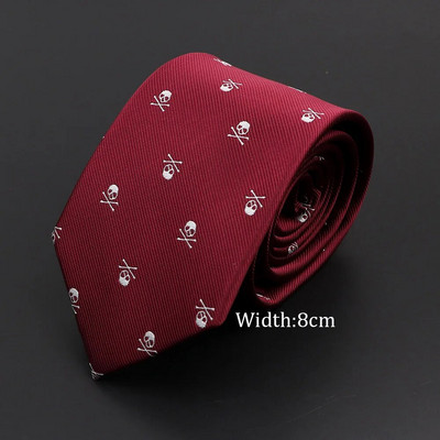 Jaunas gadījuma galvaskausa kaklasaites vīriešiem Klasiski slaidas 8 cm poliestera kaklasaites Modes vīriešu kaklasaites dāvana vīriešiem kāzu līgavainim biznesa kaklasaite