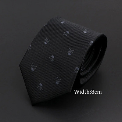 Jaunas gadījuma galvaskausa kaklasaites vīriešiem Klasiski slaidas 8 cm poliestera kaklasaites Modes vīriešu kaklasaites dāvana vīriešiem kāzu līgavainim biznesa kaklasaite