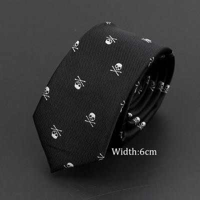 Jaunas gadījuma galvaskausa kaklasaites vīriešiem Klasiski slaidas 8 cm poliestera kaklasaites Modes vīriešu kaklasaites dāvana vīriešiem kāzu līgavainim biznesa kaklasaite