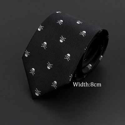 Jaunas gadījuma galvaskausa kaklasaites vīriešiem Klasiski slaidas 8 cm poliestera kaklasaites Modes vīriešu kaklasaites dāvana vīriešiem kāzu līgavainim biznesa kaklasaite