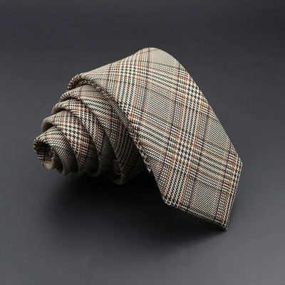 Oriģināla augstas kvalitātes svītraina kokvilnas kaklasaite šaura rūtainā masīvvilnas kaklasaite vīriešiem lietišķiem ballīšu uzvalkiem ballītēm, aksesuārs ar kravu