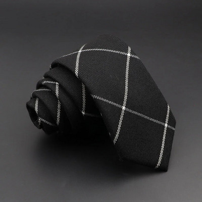 Oriģināla augstas kvalitātes svītraina kokvilnas kaklasaite šaura rūtainā masīvvilnas kaklasaite vīriešiem lietišķiem ballīšu uzvalkiem ballītēm, aksesuārs ar kravu