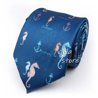 Funny CartoonPrint Burger Shark Drinker Skull Silk Touch Polyester 7.5cm Neckie Party Show Cravat Suit Men Wacky Gift Аксесоар