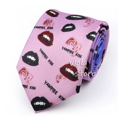 Funny CartoonPrint Burger Shark Drinker Skull Silk Touch Polyester 7.5cm Neckie Party Show Cravat Suit Men Wacky Gift Аксесоар