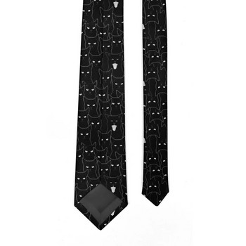 Нова 8 см широка черна вратовръзка Мъжки сладко забавно коте Вратовръзки в тъмен стил Хип-хоп Улична риза Аксесоари Ежедневни бизнес сватбени партита